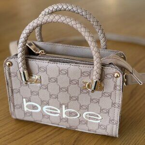 bebe Tan and Gold Crossbody Bag